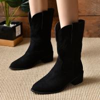 Botas medianas, botas cortas puntiagudas, vaqueras, occidentales, casuales, retro, moda versátil, botas de mujer - details 7