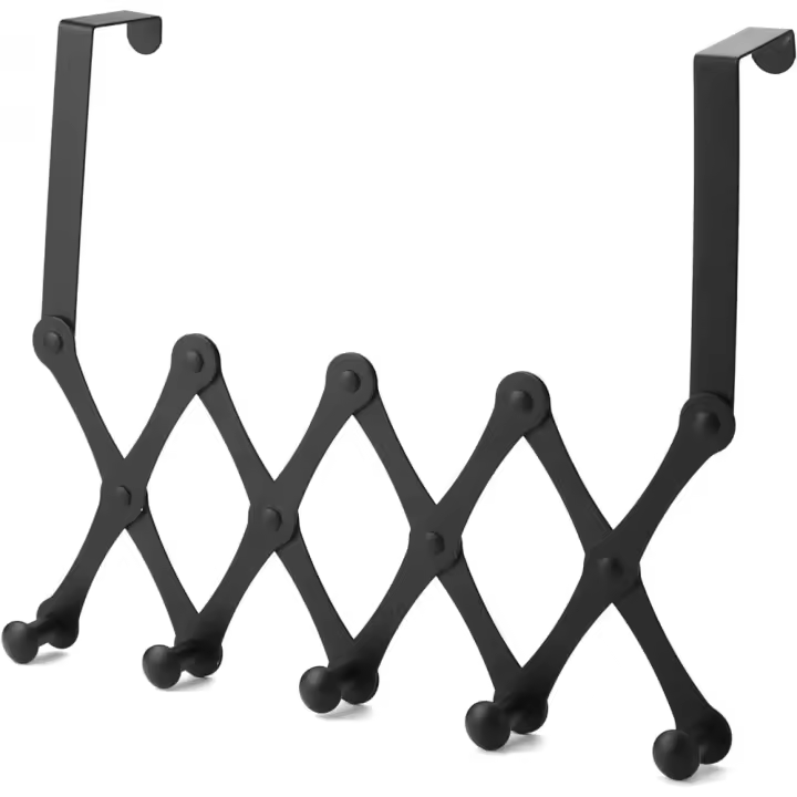 gancho puerta, perchero puerta, colgador puerta, 5 ganchos, acero inoxidable, para colgar abrigo, bolso, sombrero, toalla - 1