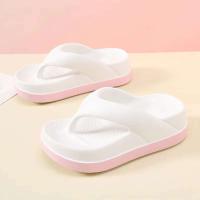 Chanclas de gran tamaño con suela gruesa rosa para mujer de verano para uso informal antideslizante y zapatillas de playa - details 3