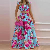 Conjunto de Vestido de Denim de Moda Primavera-Verano para Mujer Falda Sexy de Cintura Desviada, Vestido Casual de 2 Piezas - details 5