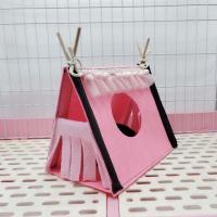 Casa esquinera para hámster, tienda de campaña de fieltro para conejos, casa plegable, tienda oculta de conejo rosa, nido de hámster azul, esquina escondida, Chinchilla - details 4
