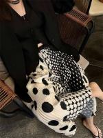Falda doblada grande con cintura plisada de lunares a la moda para mujer, falda larga de escuela secundaria para mujer - details 4