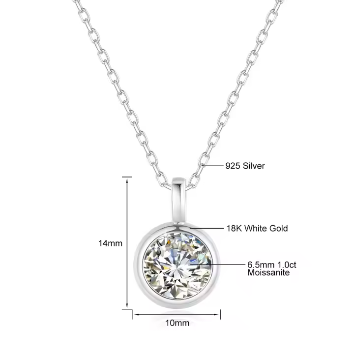 Collar de moissanita de oro de 18K auténtico AU750 para mujer, joyería fina, regalo de boda, 1 quilate - 1