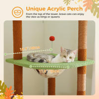 PAWZ Road Árbol para gatos alto de altura ajustable con acogedora hamaca para condominio, torre para gatos de suelo a techo, poste rascador para gatos de interior, juguetes para gatos, gato accesorios - details 4