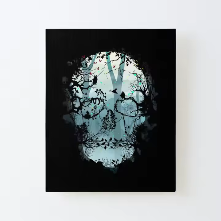 Cráneo del bosque oscuro Lienzo Impreso Marco de Kit DIY 40x50cm - 1