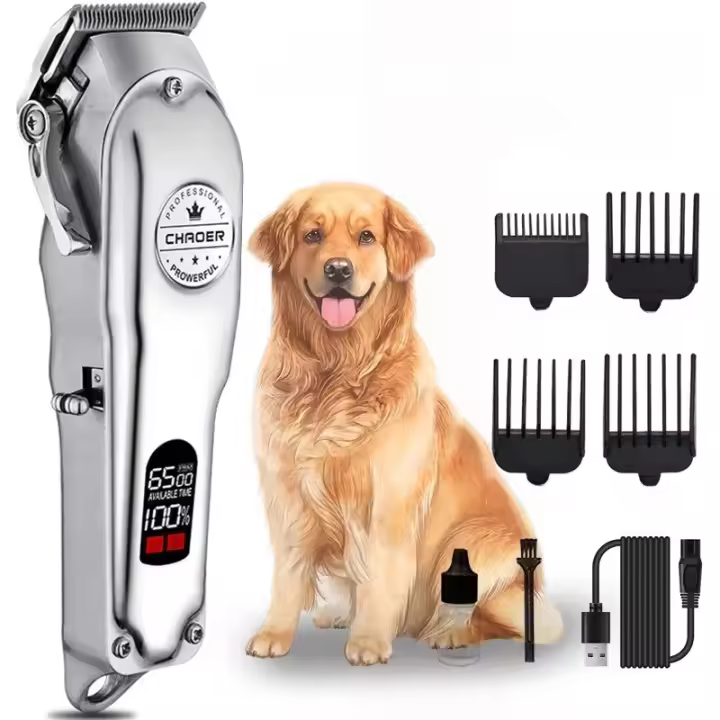 Cortadora de pelo profesional para perros y gatos, afeitadora recargable de Metal, máquina de corte para cachorros, corte de pelo de poco ruido - 1