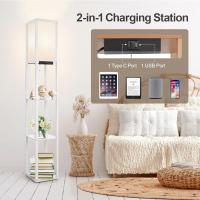 Lámpara de Pie con Carga y Control Remoto Estante de Madera LED Regulable de 4 Temperaturas de Color Incluye Bombilla Ideal para Sala de Estar, Dormitorio, Oficina Decoración Vintage - details 17