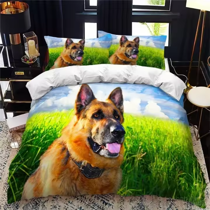 Juego de Ropa de Cama 3D de Pastor Alemán Funda de Edredón Cómoda en HD para Dormitorio de Niños - 1