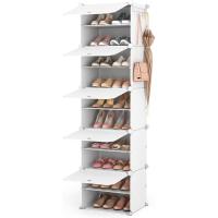 Zapatero de Plástico Portátil 8 Niveles, 32 Pares, Organizador para Armario, Entrada, Dormitorio, Pasillo Blanco, 2 x 8 - details 23
