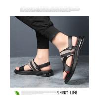 Sandalias de piel auténtica para hombre, chanclas de playa con amortiguación de aire, de diseñador, con hebilla, envueltas en el tobillo, de marca - details 23