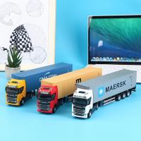 Cabeza de camión de aleación fundida a presión para niños, contenedor de juguete, camión extraíble con luz, vehículo de transporte de ingeniería, 1 piezas, 1:36 - details 1