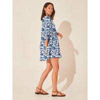 Vestido corto de vacaciones de playa de rayón informal suelto con lazo floral para mujer de moda de verano - details 143