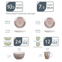 MALACASA Juego de Cena de Porcelana Vintage | Set de Platos Cerámicos para Restaurante - details 1