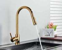 Quyanre Oro pulido extraíble fregadero agua grifo mezclador de una sola manija grifo de ducha de cocina con rotación de 360 ​​grados - details 15