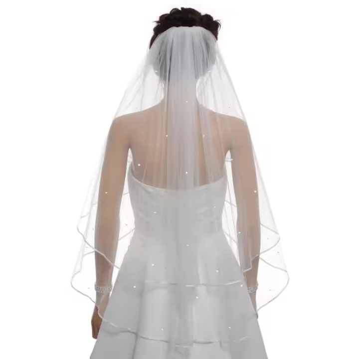 2T 2 niveles cinta borde centro boda novia velo de novia con cuentas 2025 - 1