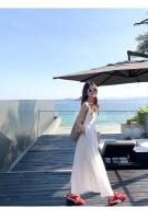 Vestido camisola coreano suave con cintura blanca y estilo festivo, dulce y elegante para lucir delgado y de alta gama, falda larga - details 14