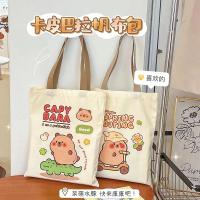 Capybara-Bolso de lona de Anime para compras, bolsa informal de gran capacidad con dibujos animados, estilo Harajuku, Punk, regalo de papelería de dibujos animados, 2024 - details 1