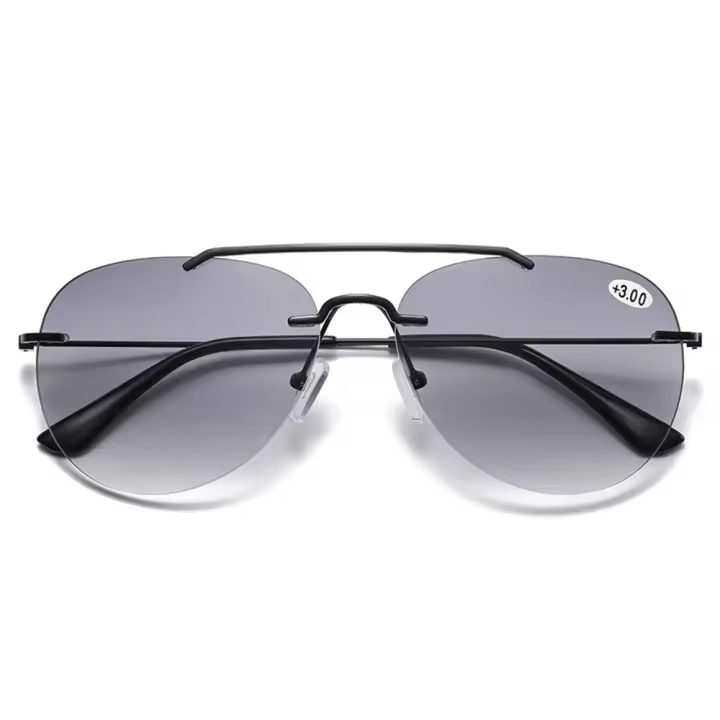 Gafas de Lectura de Sol Bifocales sin Lima de Doble Puente Lentes Grises Visión Cercana y Lejos - 1
