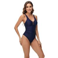 Traje de baño de una pieza acolchado vintage para mujer, elástico de corte alto con control de barriga, traje de baño con cuello cuadrado - details 38