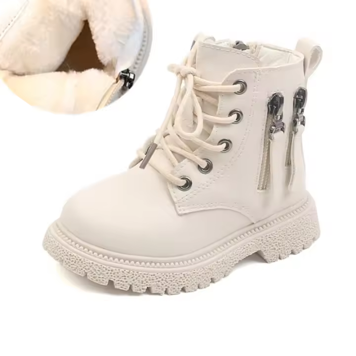 Botas de goma para niños y niñas, invierno, cálidas, con algodón, botines con doble cierre de cremallera para jardín de infantes - 1
