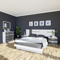Cabezal de Cama para Pareja Doble, Modelo Led, Acabado en Blanco y Grafito, Medidas 260 cm x 60 cm x 3 cm - details 3