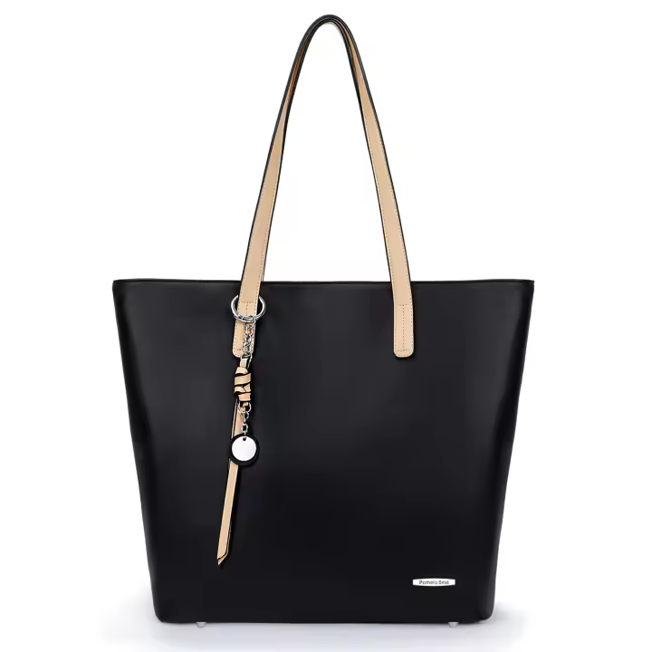 Pomelo-Bolso de mano de Piel sintética para Mujer, bolsa de Hombro para Mujer, Bandolera Rayas,Bolso Shopper - 1