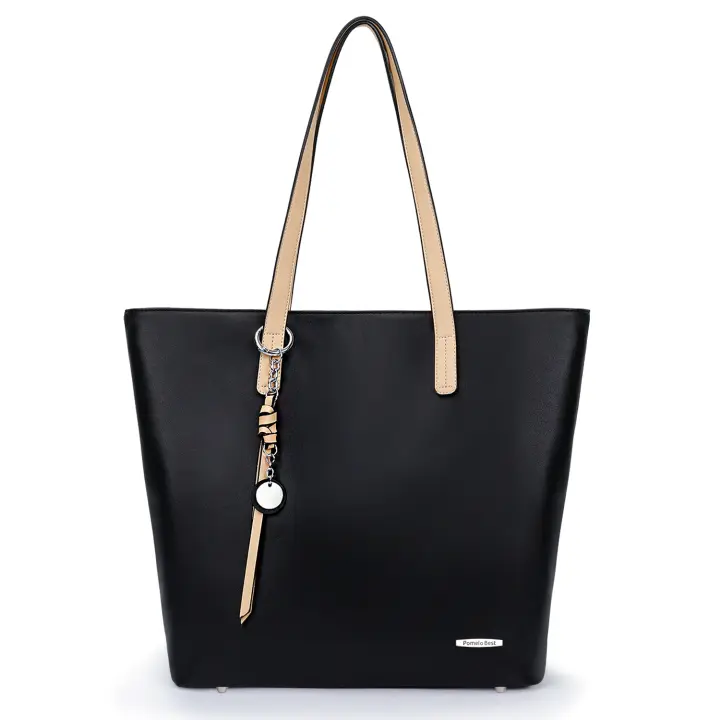 Pomelo-Bolso de mano de Piel sintética para Mujer, bolsa de Hombro para Mujer, Bandolera Rayas,Bolso Shopper - 1