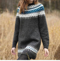 Vestido largo tejido de lana Jacquard para mujer, moda de otoño e invierno - details 4