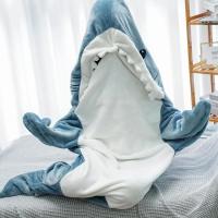 TRAFZA-pijama holgado de franela para niños y adultos, saco de dormir de tiburón de dibujos animados, una pieza, manta para el hogar, lindo chal de tiburón, regalo - details 7