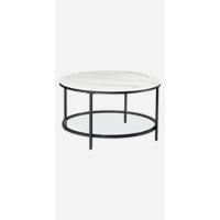 Mesa de Centro Redonda, Mesa de Cristal con Marco de Acero, Mesa de Salón, Mesa de Café, Negro LGT021B01 - details 6