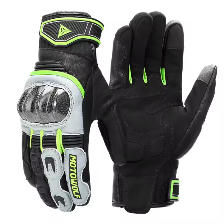 Guantes de Motocicleta de Cuero de Alta Calidad Touch Screen de Dedos Completos - 1