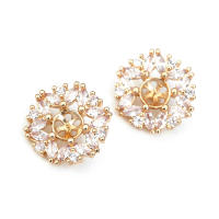 Alta calidad, latón de Color oro de 18K y circonita, botones redondos para ropa, fabricación de joyas, accesorios Diy - details 11