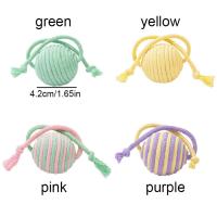 Bola de cuerda de algodón para gato resistente a mordeduras, Bola de rompecabezas para gatos con sonido resistente al desgaste con cuerda, juguete interactivo colorido para gatos, auto feliz - details 0