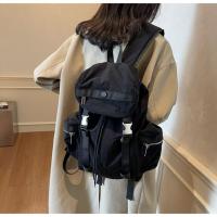 Mochila con cordón para exteriores de estilo coreano, mochila deportiva de nailon de viaje de Color sólido, bolso de hombro impermeable para senderismo de gran capacidad - details 24