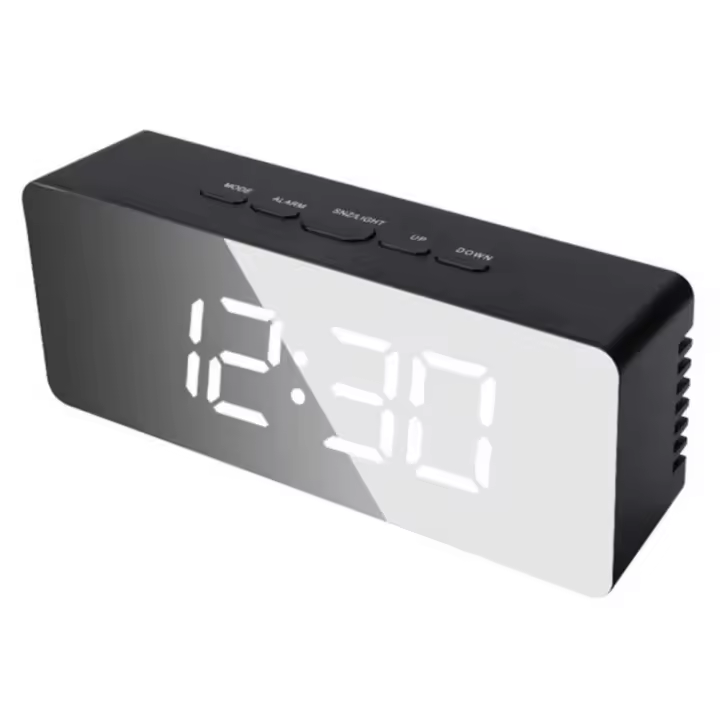 Reloj despertador Digital con función de atenuación de temperatura para dormitorio, oficina, batería de viaje y espejo LED alimentado por USB - 1