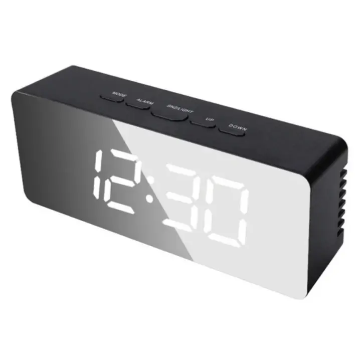 Reloj despertador Digital con función de atenuación de temperatura para dormitorio, oficina, batería de viaje y espejo LED alimentado por USB - 1