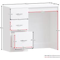 Descuento Riano - tocador para Maquillaje de 3 cajones, para mobiliario de Dormitorio, Blanco - details 7