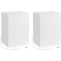 Mesita de Noche Moderna Blanca Nube LET631W14 Estación de Carga, Mesa Auxiliar con 3 Cajones, 2 Tomas AC, 2 Puertos USB - details 8
