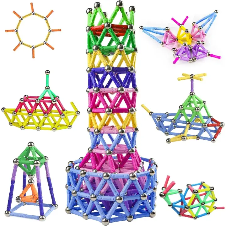 Montessori-Bloques de Construcción Magnéticos para Niños, 144 Piezas - 1