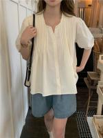 Blusa de verano para mujer, camisa de primavera, blusa para mujer, Blusas largas de gasa, informales, elegantes, Vintage, de manga larga, holgada de gran tamaño, blanca - details 3