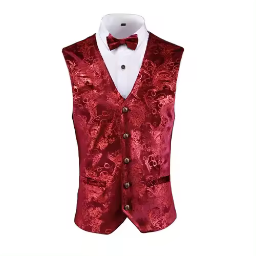 Chaleco steampunk dorado para hombre, talla asiática sin mangas, chaleco delgado, azul, rojo, plateado - 1