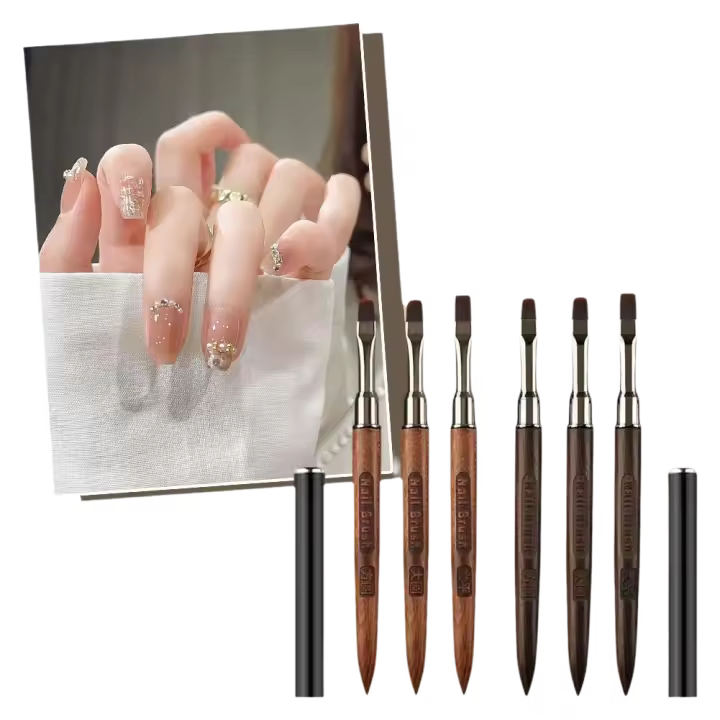 Pincel de arte acrílico con mango de madera, ideal para pintura de uñas en polvo - 1