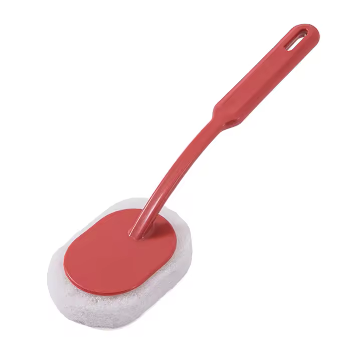 Cabeza de mango Largo, pelo de Esponja para Limpieza de baño, suelo de bañera, color rojo oscuro - 1