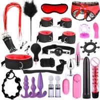 Leten Sextoy Bdsm Kit Set Vibrador Esposas Cuello Juguete Sexual Adulto Pareja Látigo Anal Buttplug para Hombres Juego Sexual Íntimo Bondage - details 2