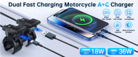 Cargador USB Tipo-C de Motocicleta 2 IN 1 Carga Rápida en Manillar Impermeable - details 0