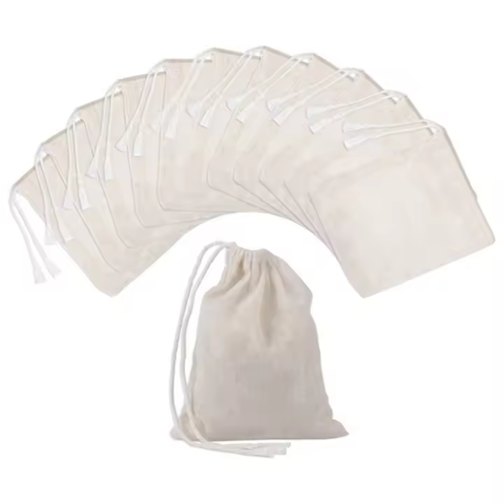 Bolsas de muselina de algodón con cordón, bolsas de té para fermentación, 4x3 pulgadas, 50 unidades - 1