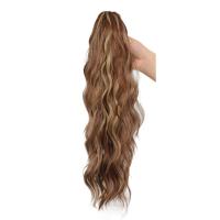 Peluca de cola de caballo con clip de garra con ondas de agua, peluca de cola de caballo larga ondulada y rizada con clip ombre, postizo de cola de caballo esponjosa con cordón para mujeres - details 5