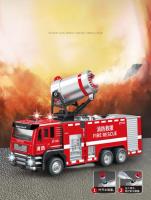 Camión de bomberos de aleación para niños, modelo de coche fundido a presión, simulación de vehículos de ingeniería de agua rociables, luz de sonido, juguete para regalo, 1/50 - details 2