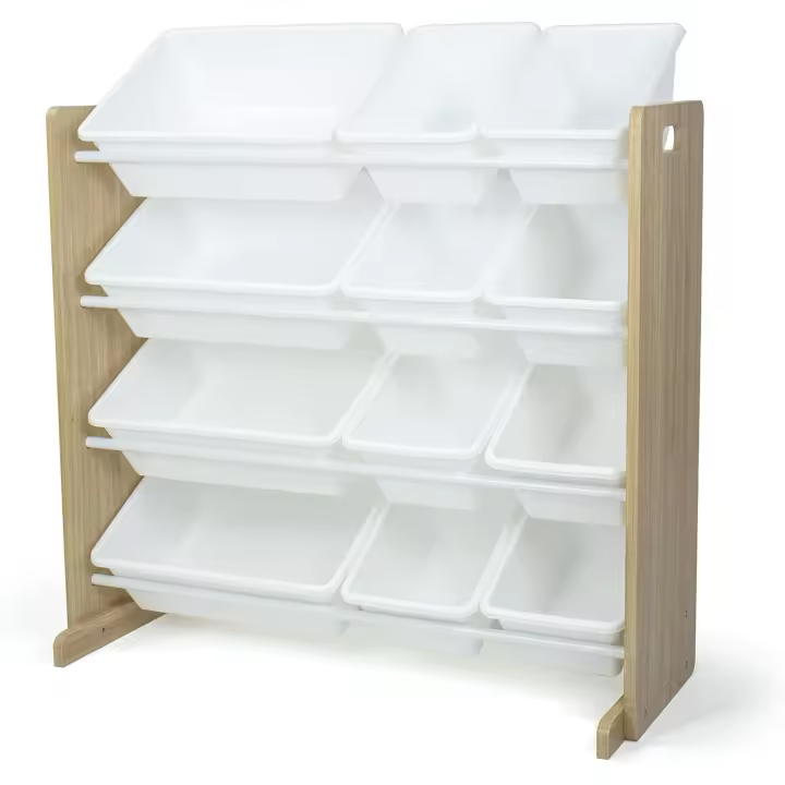 Organizadora para Juguetes con 12 Cajas de Almacenamiento, Natural/Blanco - 1
