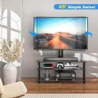 Mueble de TV de esquina para televisión de 32 a 70 pulgadas, base vintage de altura ajustable para televisor negro, soporte de TV giratorio de suelo con 3 estantes |   MÁX 50 Kg Vesa 600 * 400 mm - details 1